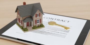 New Home Contract on Tablet with House Model Stock Illustration ...