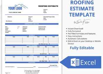 Printable Roof Estimate Template